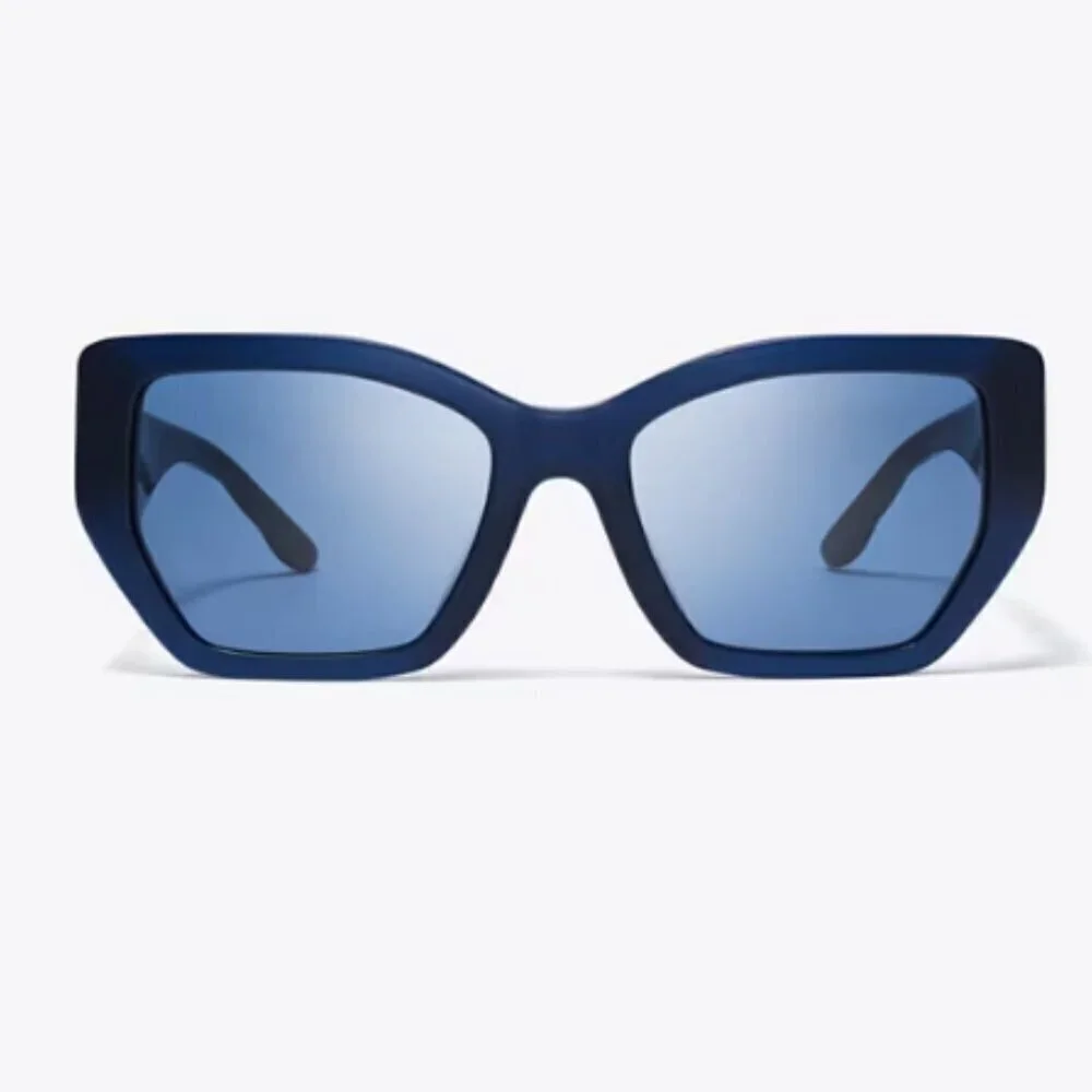 NWT! NEW! Tory Burch Kira Oversized Geometric Sunglasses -Tran Navy /Dark Blue